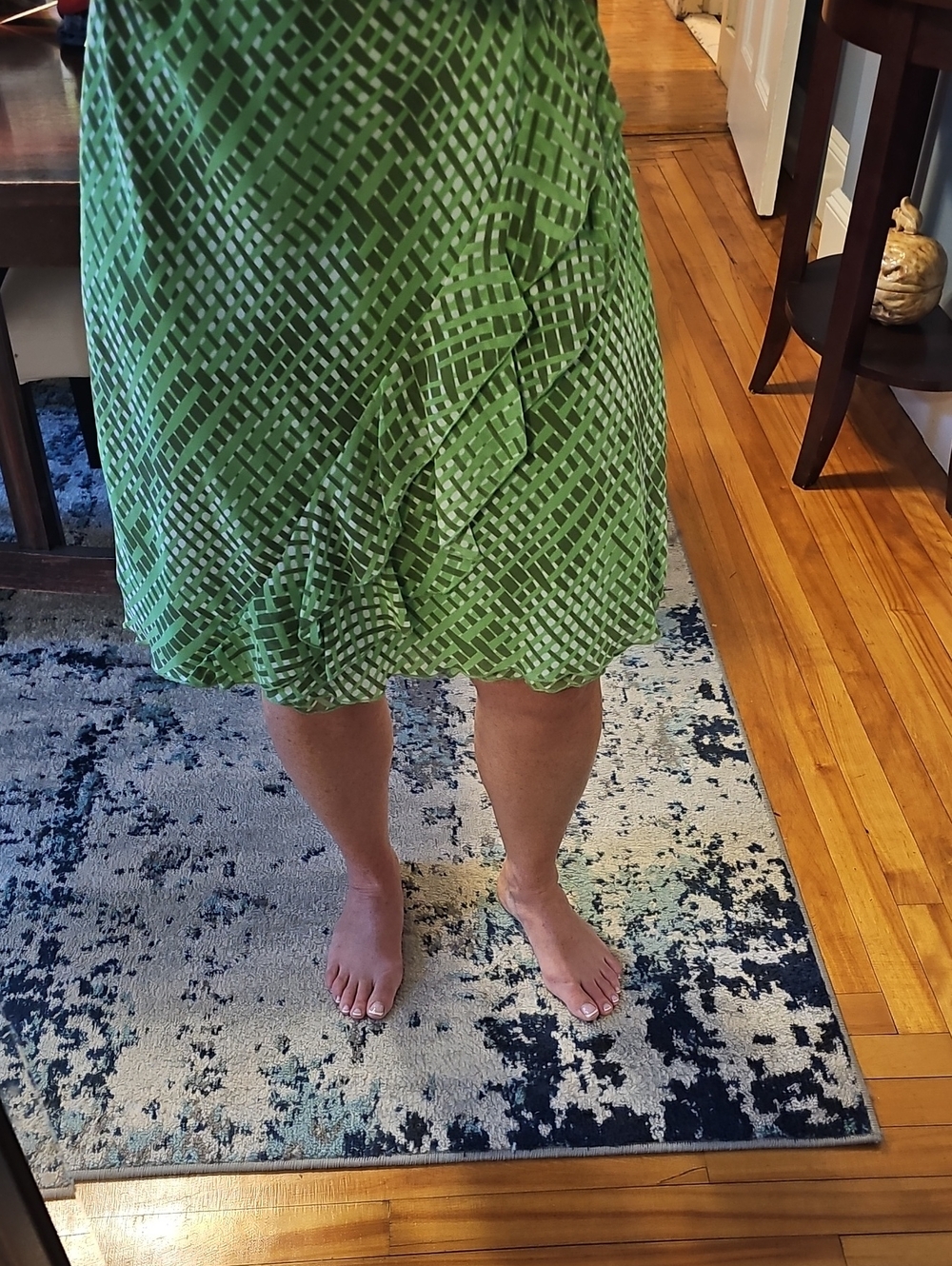 Worthington Green Geometric Ruffle Skirt